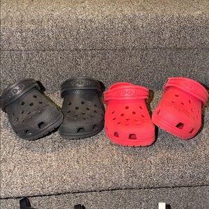 CROCS Kids Dual Pair Clogs in Black and Red